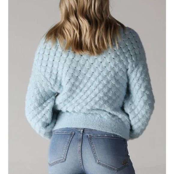 #6•DIZZY GAL•NWT GREY SCALE KNIT FUZZY V NECK PULLOVER SWEATER SIZE SMALL - Picture 4 of 10